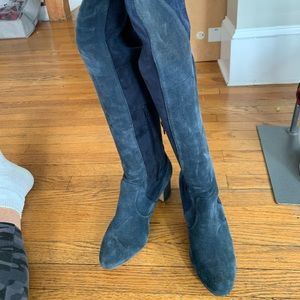 Splendid designer blue suede over the knees boots with heel. Size 8 1/2